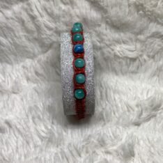 Bracelet en perles naturelles de jade et agate, cuir, réglable