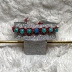 Bracelet en perles naturelles de jade et agate, cuir, réglable