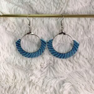Créoles en perles miyuki turquoise tissées à la main