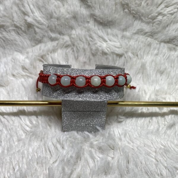 Bracelet en perles naturelles d'amazonite et cuir tressé à la main