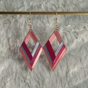 Boucles roses et fuchsia en marqueterie faites main