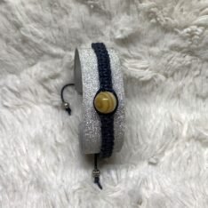 Bracelet en perles d'agate et cuir tressé à la main
