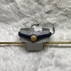 Bracelet en perles d'agate et cuir tressé à la main