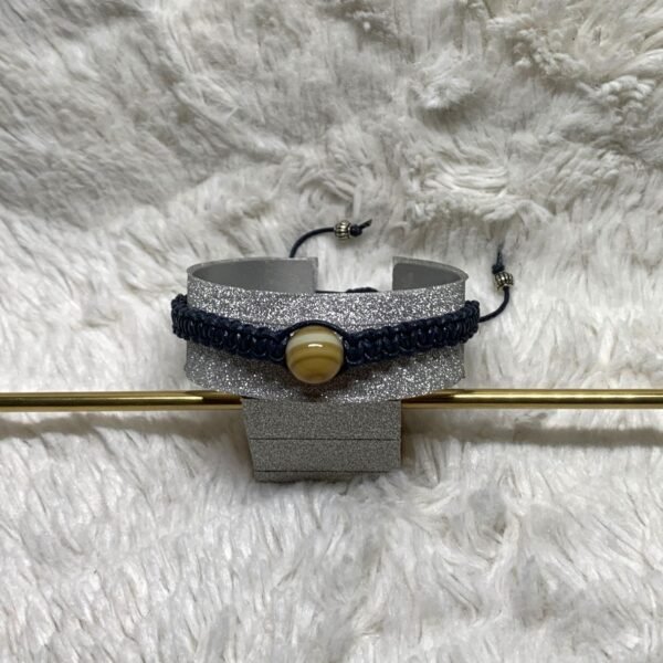 Bracelet en perles d'agate et cuir tressé à la main