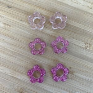 pampilles fleurs scintillantes, en résine interchangeables rose - collection Fleurs d'étoiles