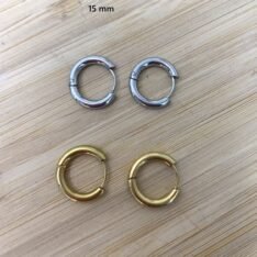 anneaux créoles acier inox doré ou argenté en 15mm