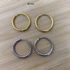 anneaux créoles acier inox doré ou argenté en 18mm