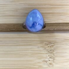 bague goutte réglable en résine minérale bleue et parme, acier inoxydable 304