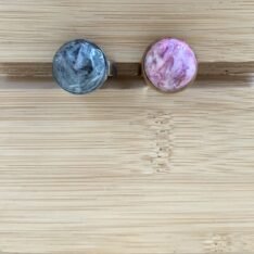 bagues réglables en pâte polymère rose ou grise, acier inoxydable 304 faites main