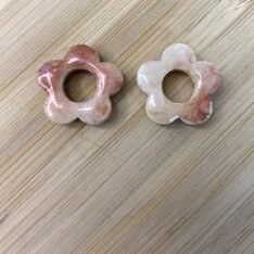 pampilles fleurs en résine minérale interchangeables et réversible- collection Minérale jaune et cuivre