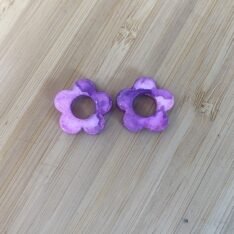 pampilles fleurs en résine minérale interchangeables et réversible- collection Minérale violet et rose