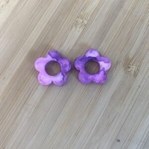 pampilles fleurs en résine minérale interchangeables et réversible- collection Minérale violet et rose