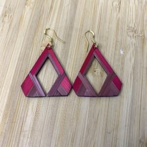 boucles en marqueterie de paille bordeaux et mauve