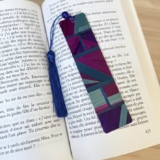 Marque-pages Brise d'Orient en marqueterie de paille et tissus japonisant.