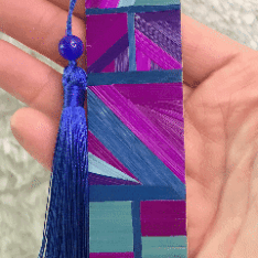 Marque-pages Brise d'Orient en marqueterie de paille et tissus japonisant.