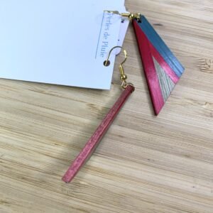 Détail de la finesse d&rsquo;une boucle d&rsquo;oreille en marqueterie de paille de profil