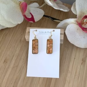 boucles d&rsquo;oreilles en chute de paille de seigle orange et résine sur acier inoxydable 304.jpg