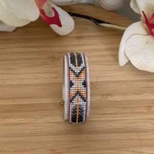 Bracelet orange et noir – Tissage Artisanal en Perles Miyuki