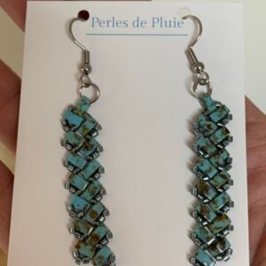 boucles d’oreilles tissées main en perles tila turquoise boucles d’oreilles tissées main en perles tila turquoise