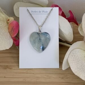 pendentif coeur Ecume de céramique bleu