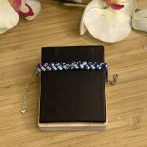 bracelet ajustable en perles miyuki tila turquoise veinée de violet tissé à la main .jpg bracelet ajustable en perles miyuki tila turquoise veinée de violet tissé à la main .jpg