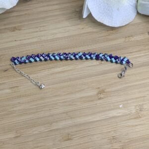 bracelet ajustable en perles miyuki tila turquoise veinée de violet tissé à la main.jpg bracelet ajustable en perles miyuki tila turquoise veinée de violet tissé à la main.jpg