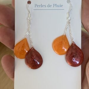 boucles d&rsquo;oreilles collection: gouttes en résine et pigments faites à main levée. Solaire.jpg
