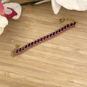 bracelet ajustable en perles miyuki tila orange veinée de turquoise tissé à la main.jpg bracelet ajustable en perles miyuki tila orange veinée de turquoise tissé à la main.jpg