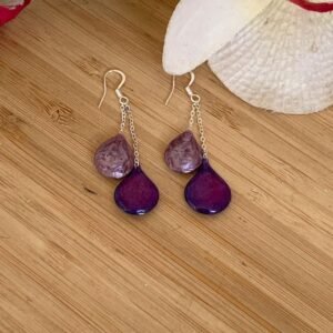 boucles d&rsquo;oreilles collection: gouttes en résine et pigments faites à main levée: Mauve.jpg