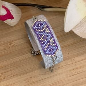 Bracelet en perles miyuki aux nuances de mauve – Tissage Artisanal